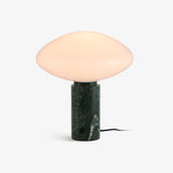 Modern Green Marble Table Lamp with Frosted White Glass Globe Shade