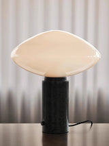 Modern Green Marble Table Lamp with Frosted White Glass Globe Shade
