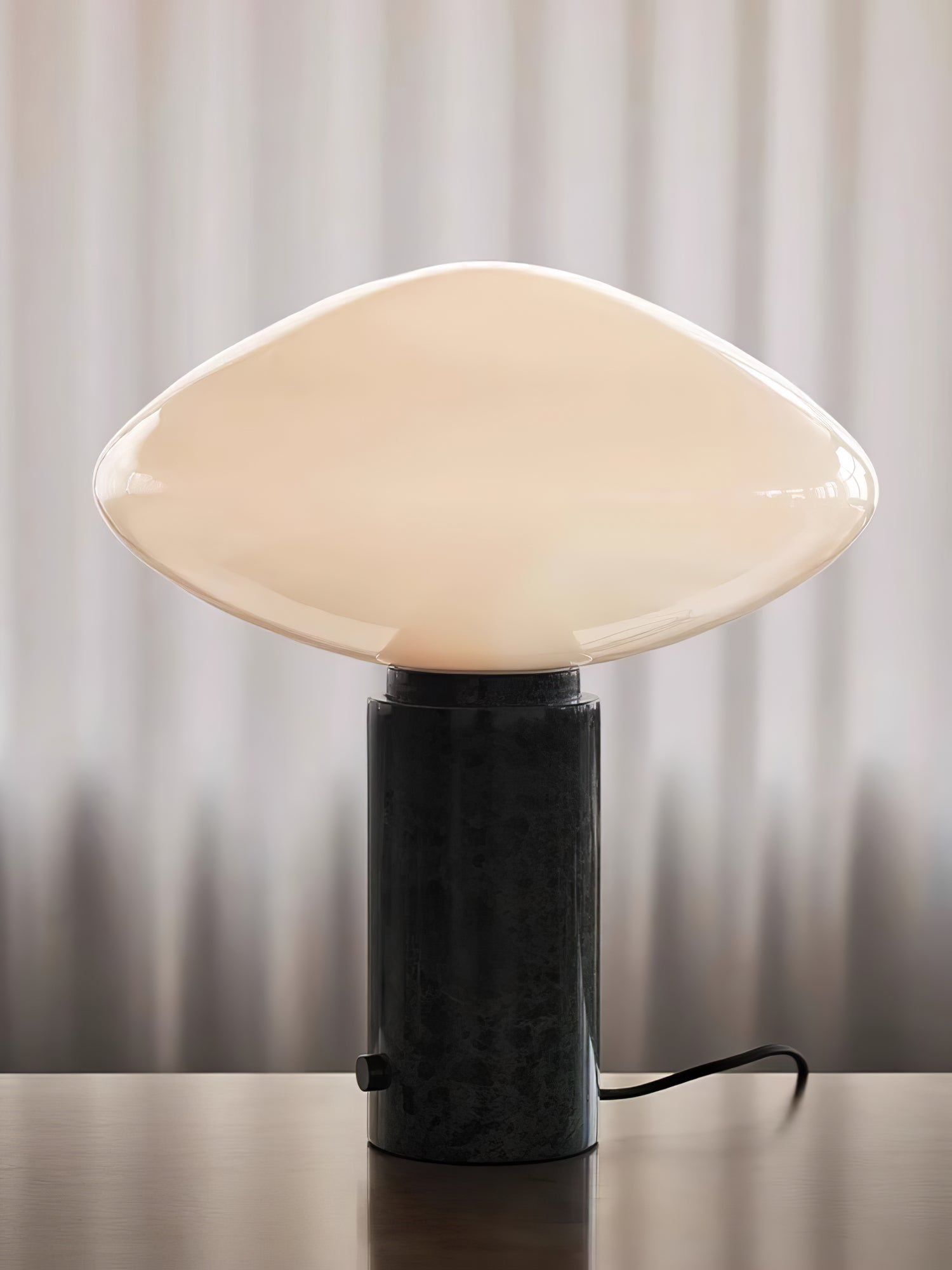 Modern Green Marble Table Lamp with Frosted White Glass Globe Shade