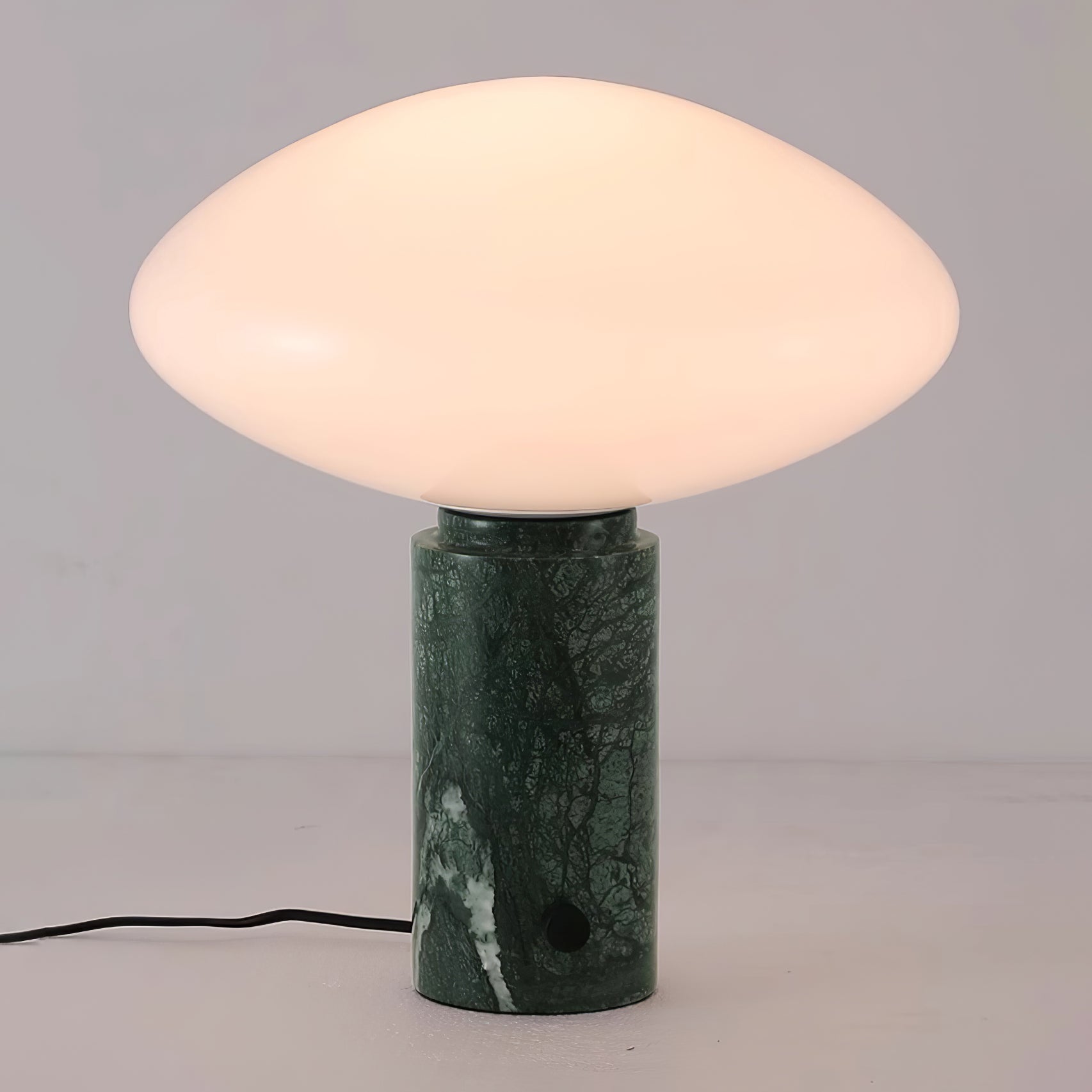Modern Green Marble Table Lamp with Frosted White Glass Globe Shade