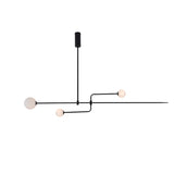 Modern Minimalist Linear Mobile Chandelier with Opal Glass Globes and Black Finish