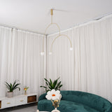 Modern Minimalist Linear Mobile Chandelier with Opal Glass Globes and Black Finish