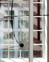 Modern Minimalist Linear Mobile Chandelier with Opal Glass Globes and Black Finish