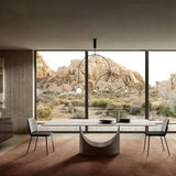 Modern Minimalist Linear Mobile Chandelier with Opal Glass Globes and Black Finish
