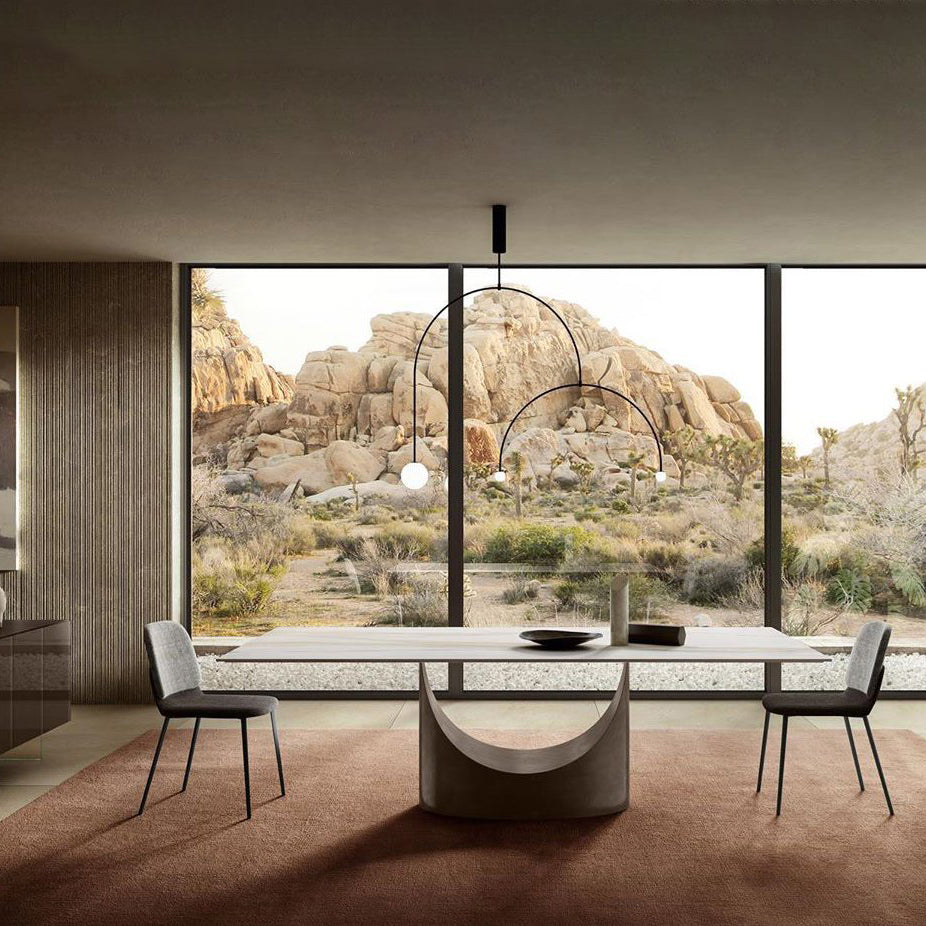 Modern Minimalist Linear Mobile Chandelier with Opal Glass Globes and Black Finish