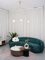 Modern Minimalist Linear Mobile Chandelier with Opal Glass Globes and Black Finish