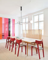 Modern Minimalist Linear Mobile Chandelier with Opal Glass Globes and Black Finish