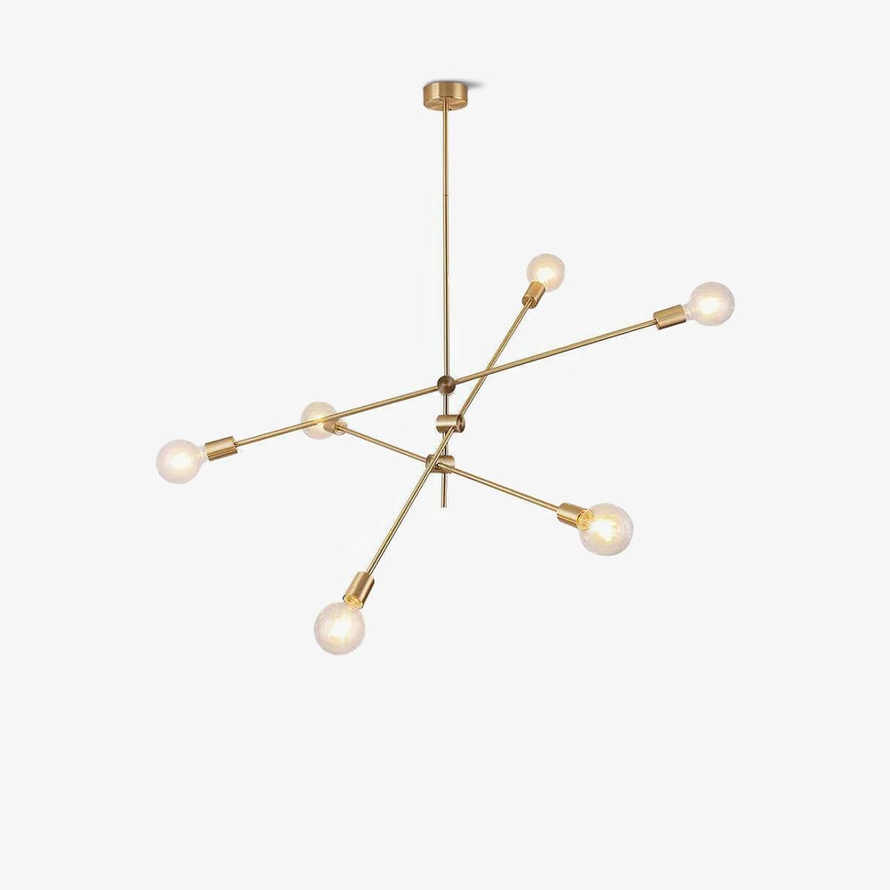 Modern Adjustable Brass Arm Chandelier with Clear Glass Shades for Dining Room