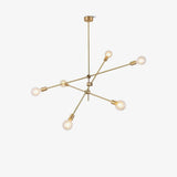 Modern Adjustable Brass Arm Chandelier with Clear Glass Shades for Dining Room