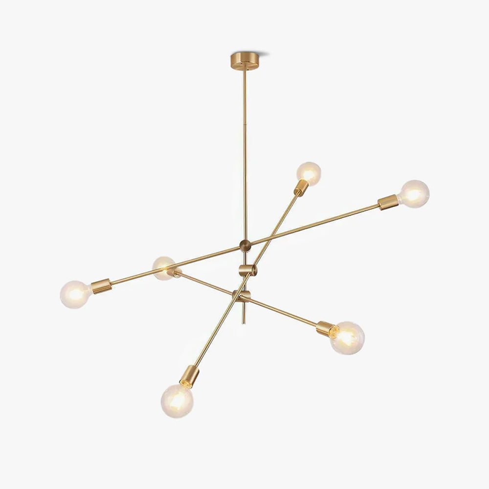 Modern Adjustable Brass Arm Chandelier with Clear Glass Shades for Dining Room