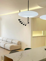 Model 2065 Mid Century Modern Pendant Lamp Opalescent Saucer Suspension Light
