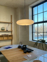 Model 2065 Mid Century Modern Pendant Lamp Opalescent Saucer Suspension Light