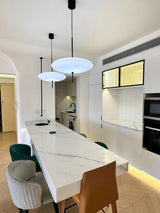 Model 2065 Mid Century Modern Pendant Lamp Opalescent Saucer Suspension Light