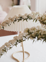 Modern Levitate Pleated Fabric Table Lamp with Curved Brass Base for Bedside