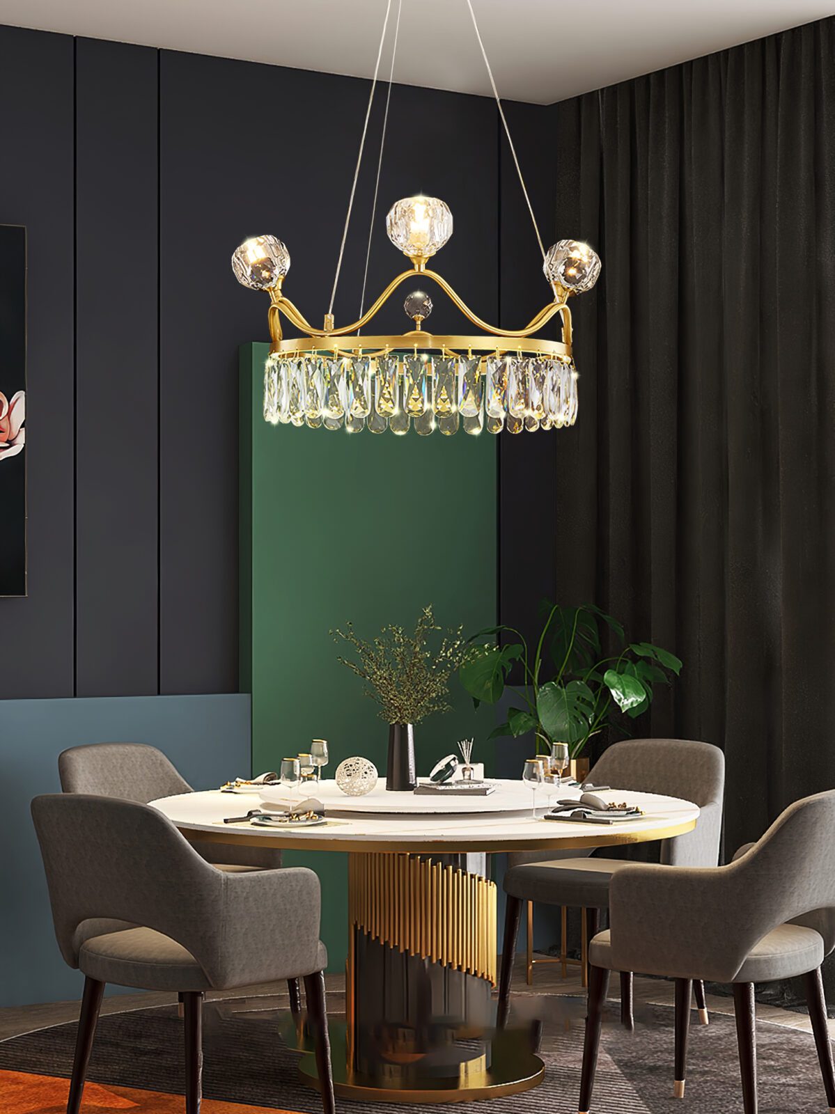 elegant-crown-design-crystal-chandelier-brass-hanging-light-with-three-color-led
