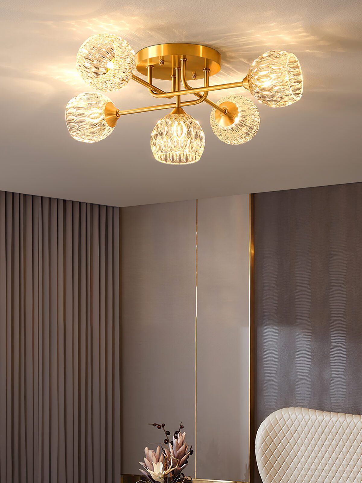 modern-gold-brass-and-textured-glass-ceiling-lamp-elegant-crystal-style-semi-flush-mount-lighting