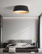 Modern Ribbed LED Flush Mount Ceiling Light with Real Wood Interior Finish