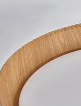 Modern Ribbed LED Flush Mount Ceiling Light with Real Wood Interior Finish