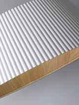 Modern Ribbed LED Flush Mount Ceiling Light with Real Wood Interior Finish