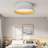 Modern Ribbed LED Flush Mount Ceiling Light with Real Wood Interior Finish