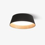 Modern Ribbed LED Flush Mount Ceiling Light with Real Wood Interior Finish