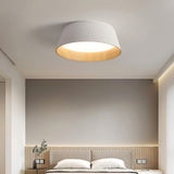 Modern Ribbed LED Flush Mount Ceiling Light with Real Wood Interior Finish