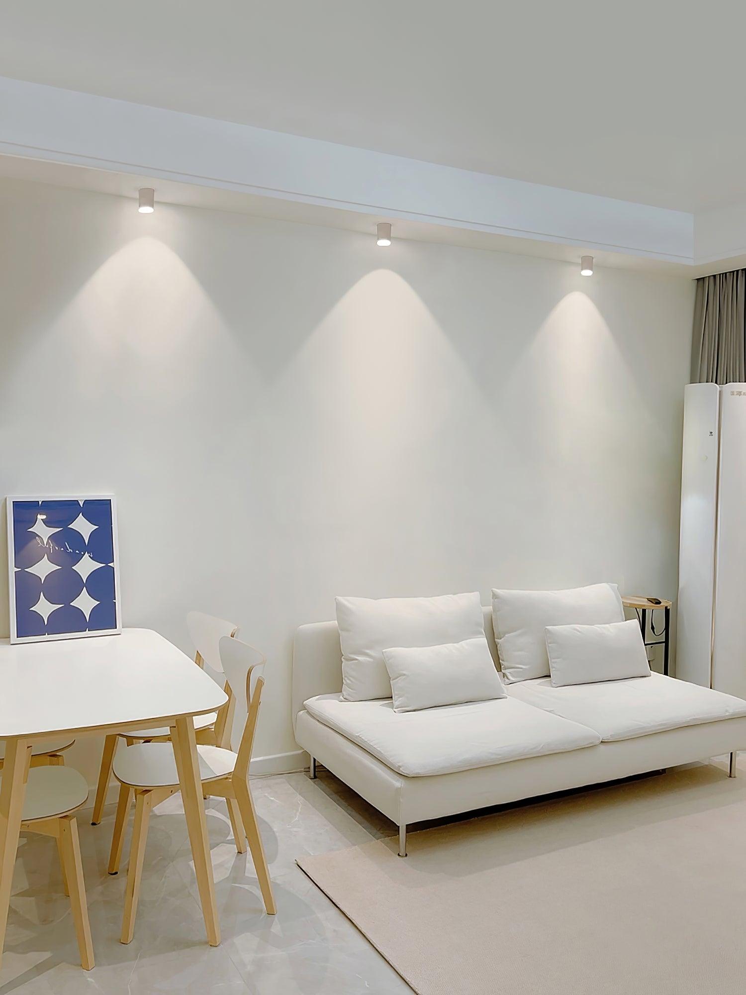 Minimalist Surface Mounted LED Ceiling Light with Aluminum Body and Ridged Accent