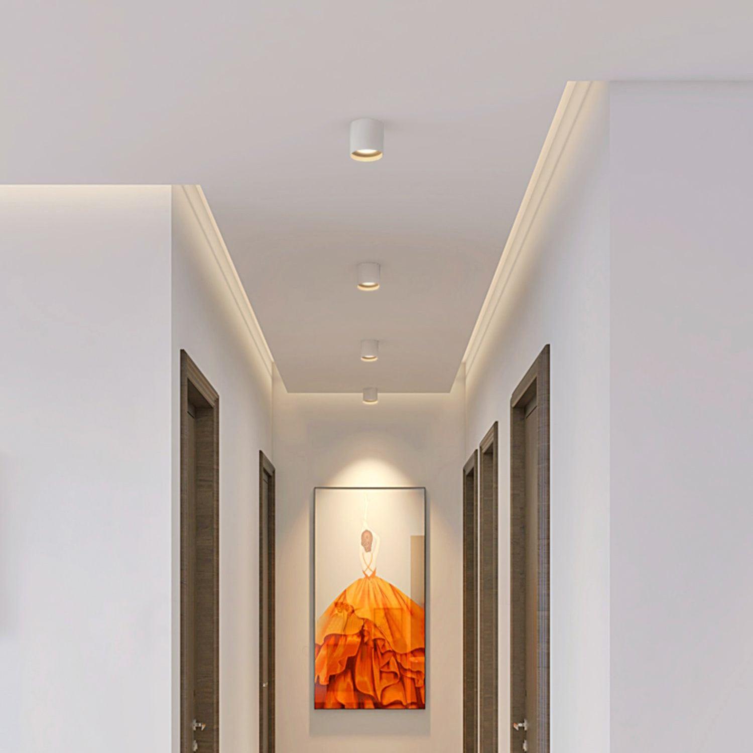 Minimalist Surface Mounted LED Ceiling Light with Aluminum Body and Ridged Accent