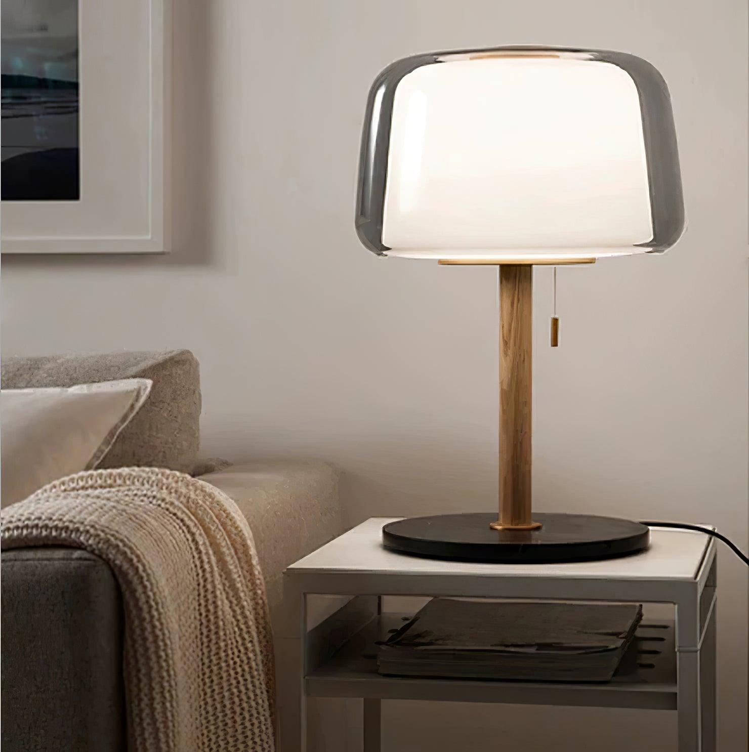 Mona Modern Glass Table Lamp with Marble Base for Elegant Interior Task Lighting