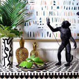 Sitting Monkey Resin Table Lamp Whimsical Animal Sculpture Desk Light for Living Room