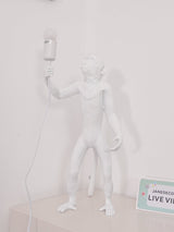 Sitting Monkey Resin Table Lamp Whimsical Animal Sculpture Desk Light for Living Room