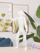 Sitting Monkey Resin Table Lamp Whimsical Animal Sculpture Desk Light for Living Room