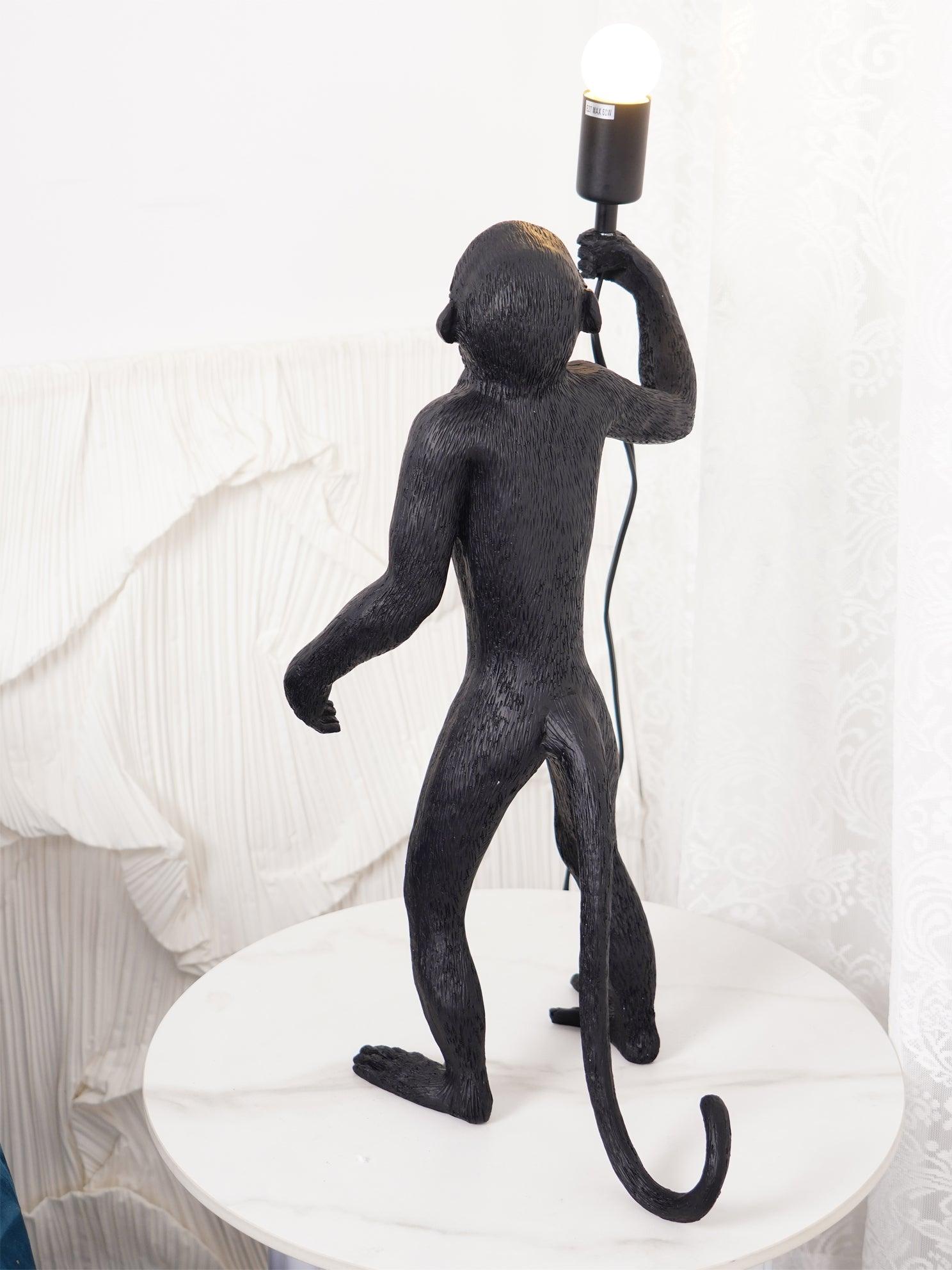 Sitting Monkey Resin Table Lamp Whimsical Animal Sculpture Desk Light for Living Room