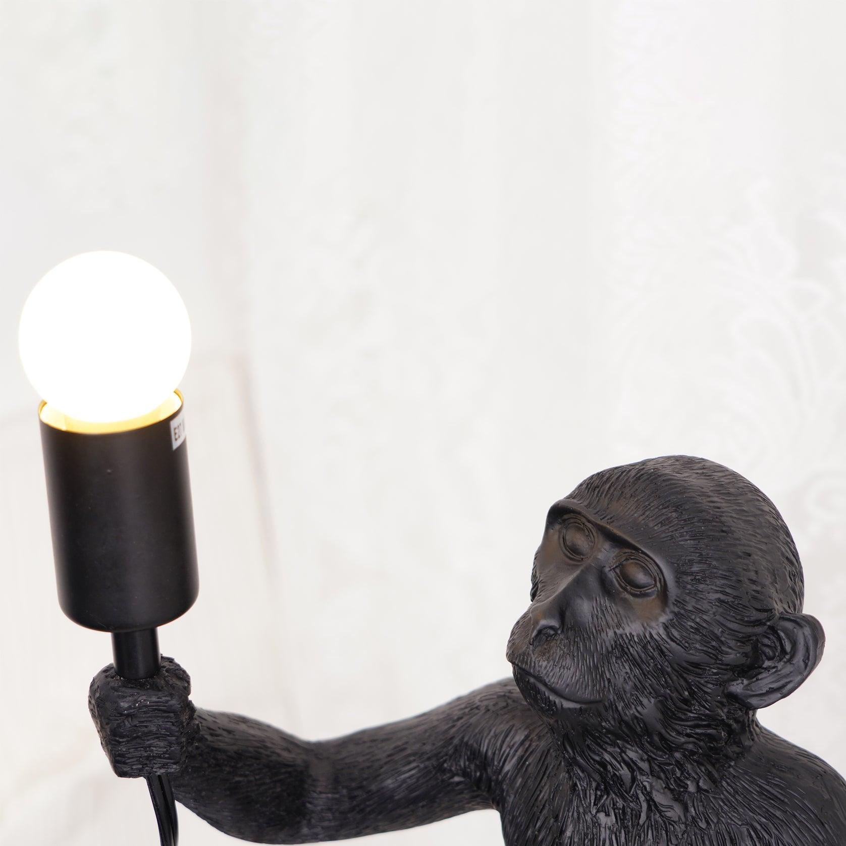 Sitting Monkey Resin Table Lamp Whimsical Animal Sculpture Desk Light for Living Room