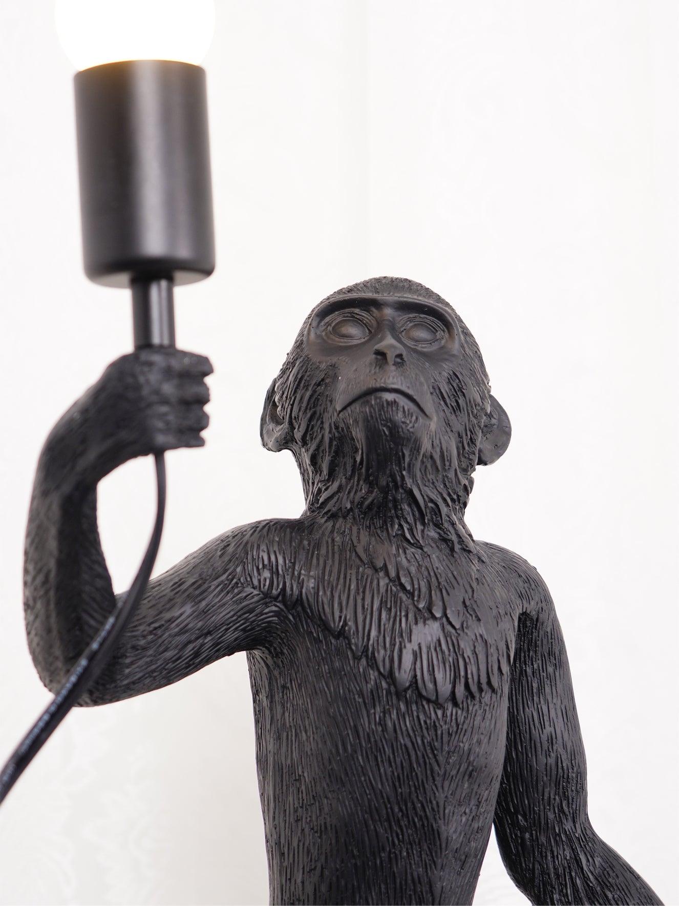 Sitting Monkey Resin Table Lamp Whimsical Animal Sculpture Desk Light for Living Room