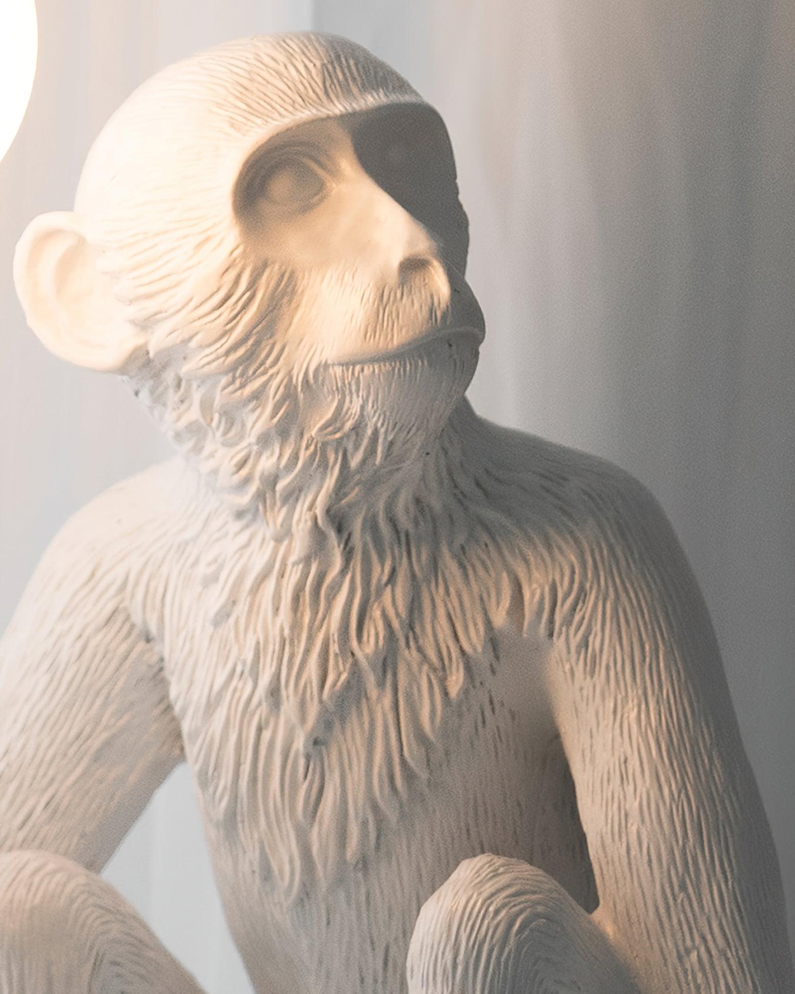 Sitting Monkey Resin Table Lamp Whimsical Animal Sculpture Desk Light for Living Room