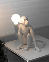 Sitting Monkey Resin Table Lamp Whimsical Animal Sculpture Desk Light for Living Room