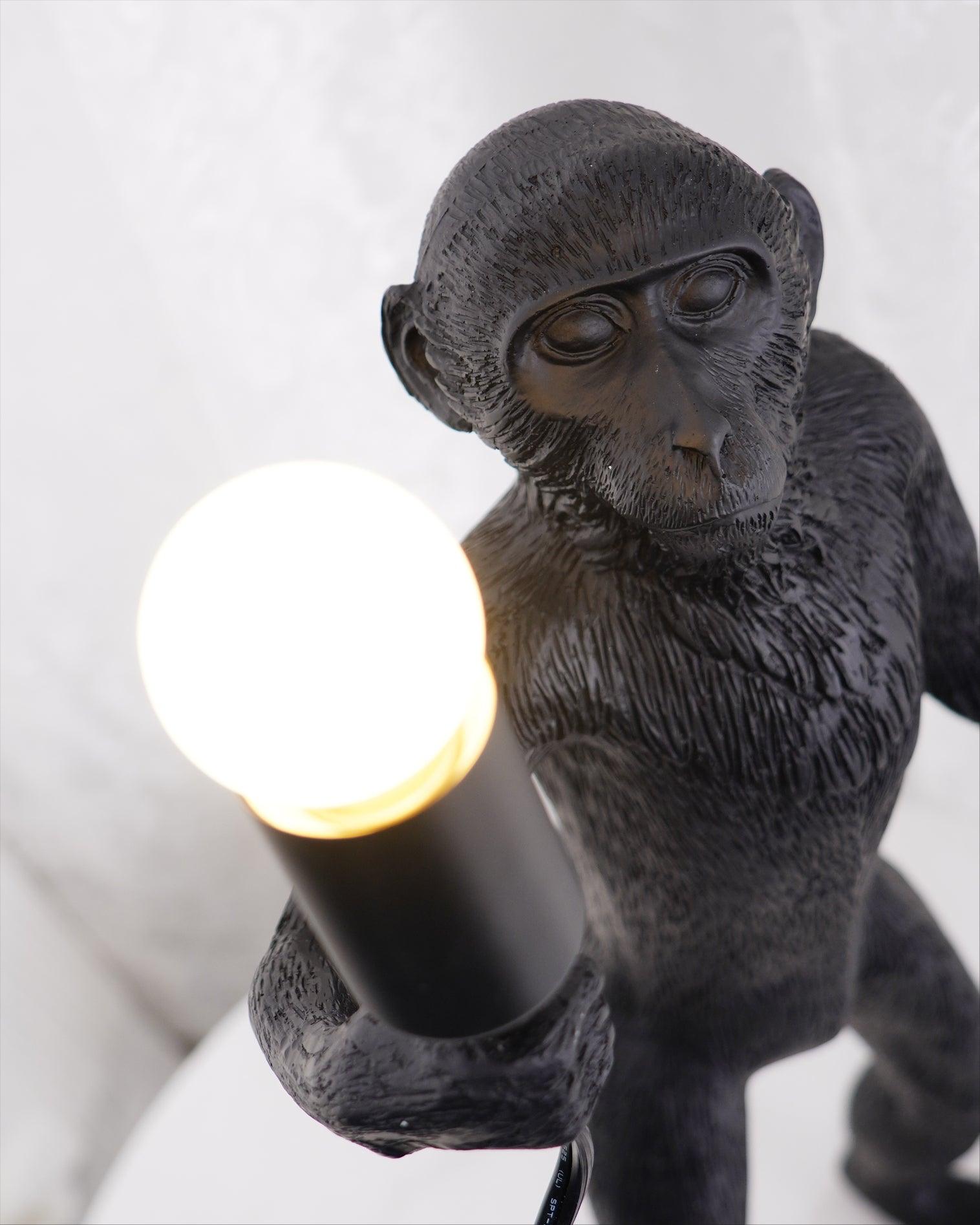 Sitting Monkey Resin Table Lamp Whimsical Animal Sculpture Desk Light for Living Room