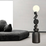 Modern Geometric Monolith Cube LED Floor Lamp with White Acrylic Globe Shading