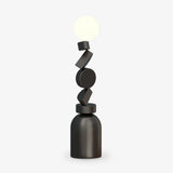 Modern Geometric Monolith Cube LED Floor Lamp with White Acrylic Globe Shading