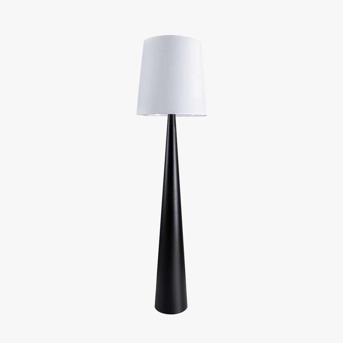 Modern Montenegro Black Iron Standing Floor Lamp with White Fabric Shade