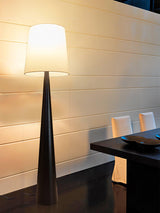 Modern Montenegro Black Iron Standing Floor Lamp with White Fabric Shade