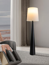 Modern Montenegro Black Iron Standing Floor Lamp with White Fabric Shade