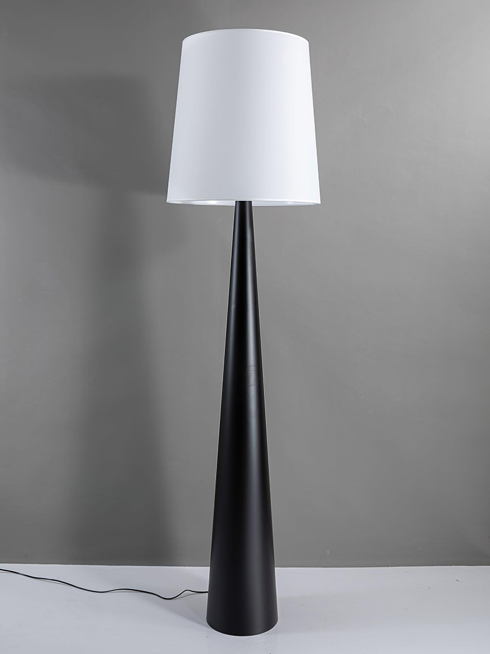 Modern Montenegro Black Iron Standing Floor Lamp with White Fabric Shade