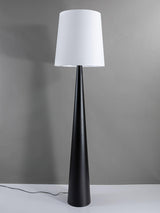 Modern Montenegro Black Iron Standing Floor Lamp with White Fabric Shade