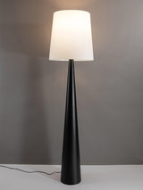 Modern Montenegro Black Iron Standing Floor Lamp with White Fabric Shade