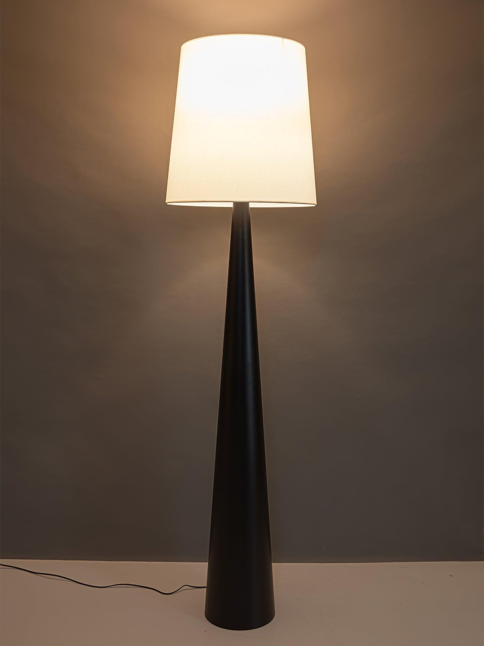 Modern Montenegro Black Iron Standing Floor Lamp with White Fabric Shade