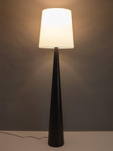 Modern Montenegro Black Iron Standing Floor Lamp with White Fabric Shade