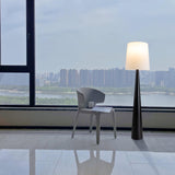 Modern Montenegro Black Iron Standing Floor Lamp with White Fabric Shade
