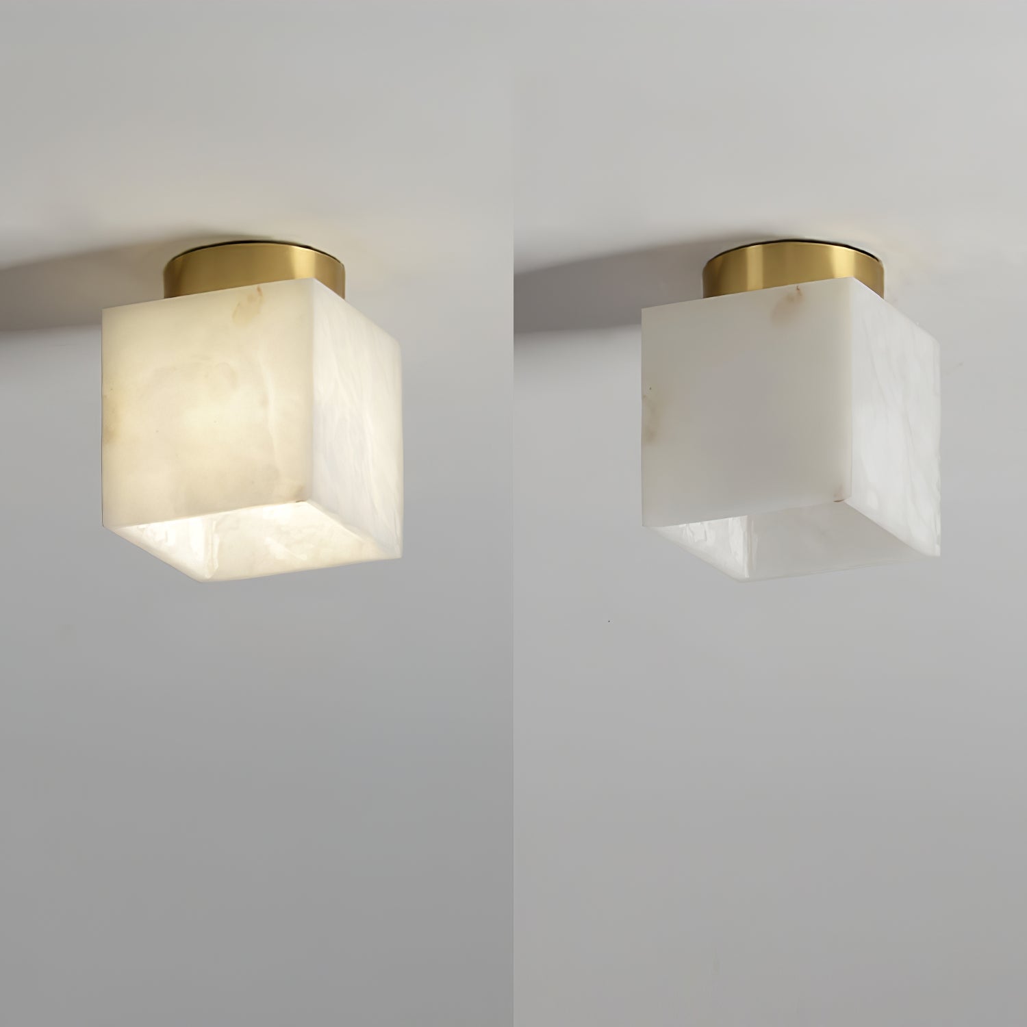Modern Natural Alabaster LED Flush Mount Ceiling Light Brass Globe Lamp for Hallway